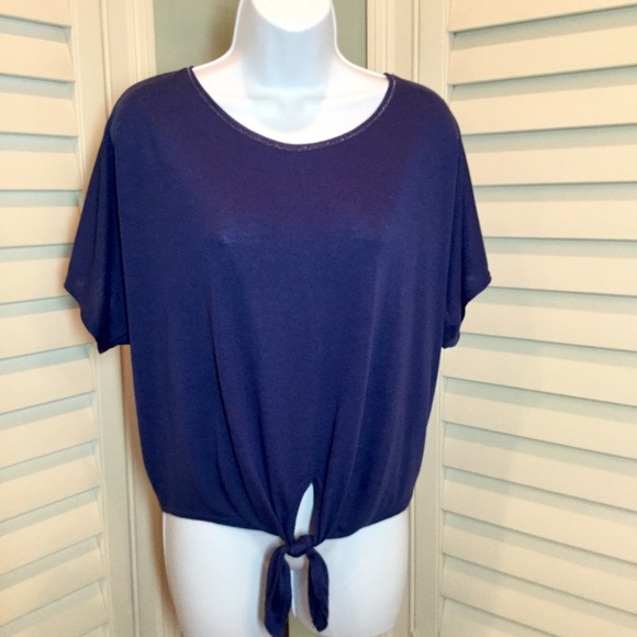 White House Black Market Tops - ✨CLEARANCE✨ WHBM Navy Tie Front Tee, Medium, EUC
